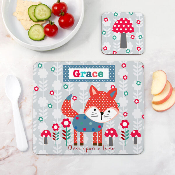 Personalised Woodland Fox Placemat & Coaster Set: 1 - Placemats By Gift Moments