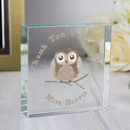 Personalised woodland owl crystal token