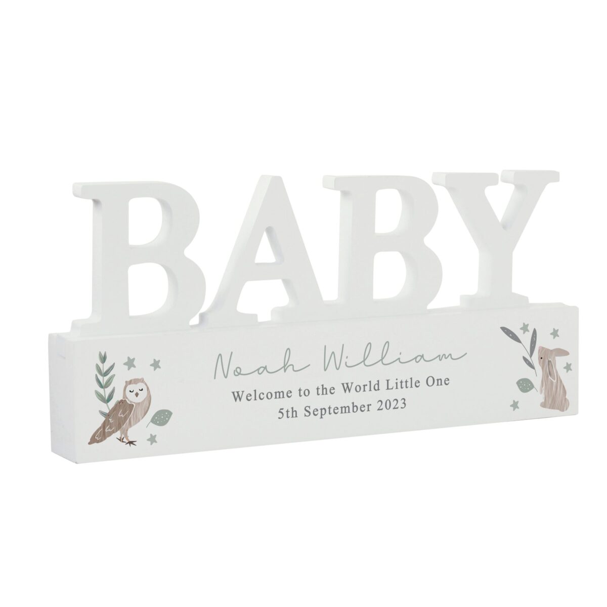 Personalised Woodland Wooden Baby Ornament: 4 - Ornaments By Gift Moments