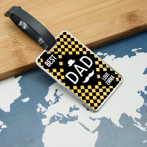 Personalised World’s Best Dad Luggage Tags: 2 - Yellow - Luggage Tags By Gift Moments