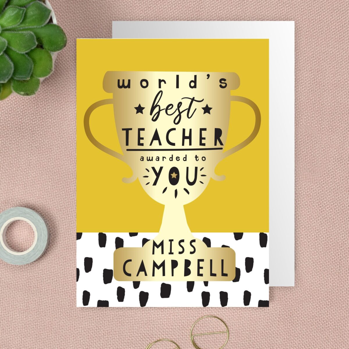 Personalised World’s Best Teacher Trophy Greeting Card: 1 - Greeting Cards By Gift Moments