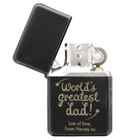 Personalised ’World’s Greatest Dad’ Black Lighter: 4 - Smoking Accessories By Gift Moments