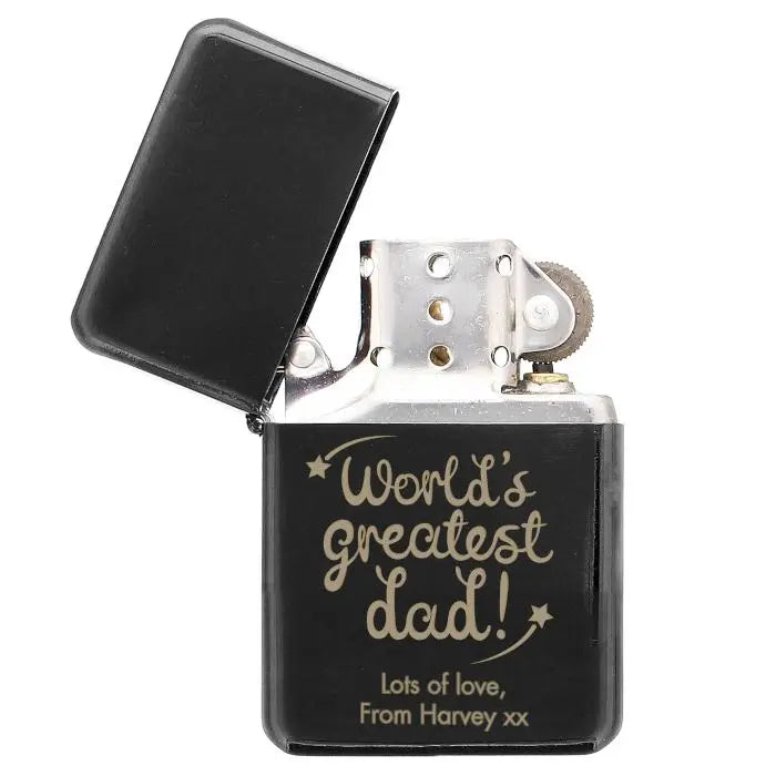 Personalised ’World’s Greatest Dad’ Black Lighter: 4 - Smoking Accessories By Gift Moments