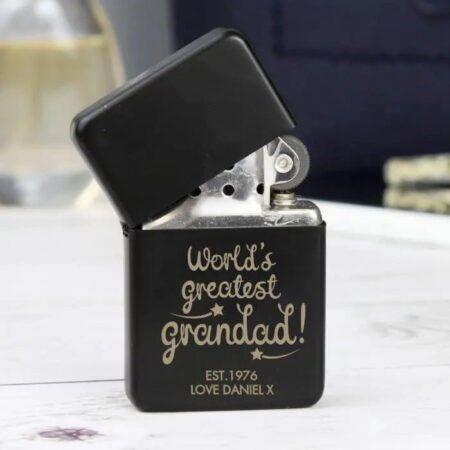 Personalised ’World’s Greatest Grandad’ Black Lighter: 1 - Smoking Accessories By Gift Moments