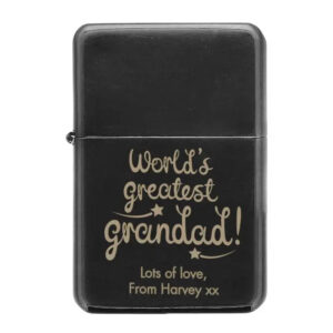 Personalised ’World’s Greatest Grandad’ Black Lighter: 3 - Smoking Accessories By Gift Moments