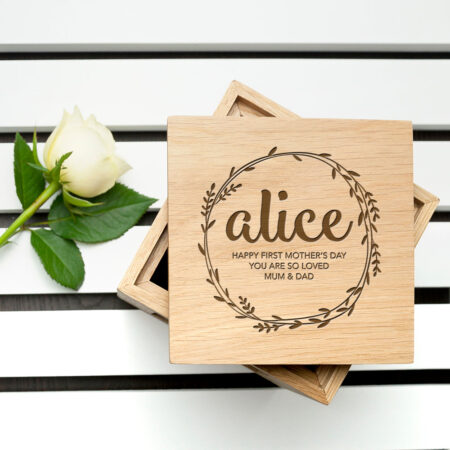 Personalised Wreath Oak Photo Cube: 8 - Photo Cubes By Gift Moments