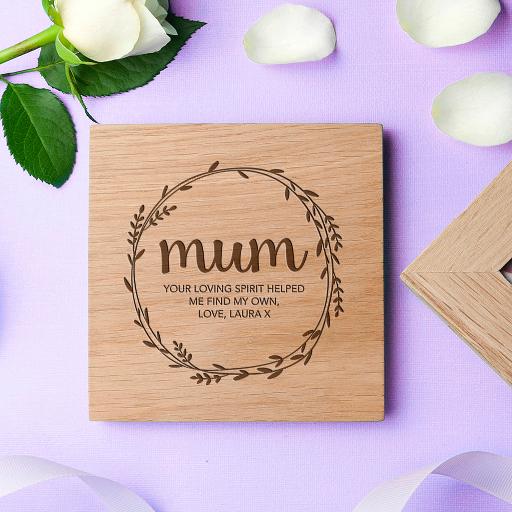 Personalised Wreath Oak Photo Cube: 2 - Photo Cubes By Gift Moments