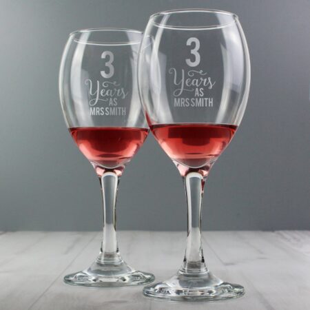 Personalised Years As... Wine Glass Set: 3 - Wine Glasses By Gift Moments