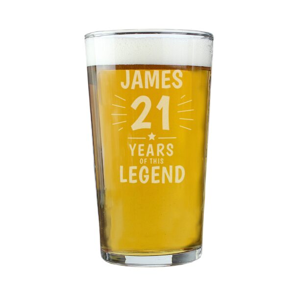Personalised Years of This Legend Birthday Pint Glass: 2 - Beer Glasses By Gift Moments