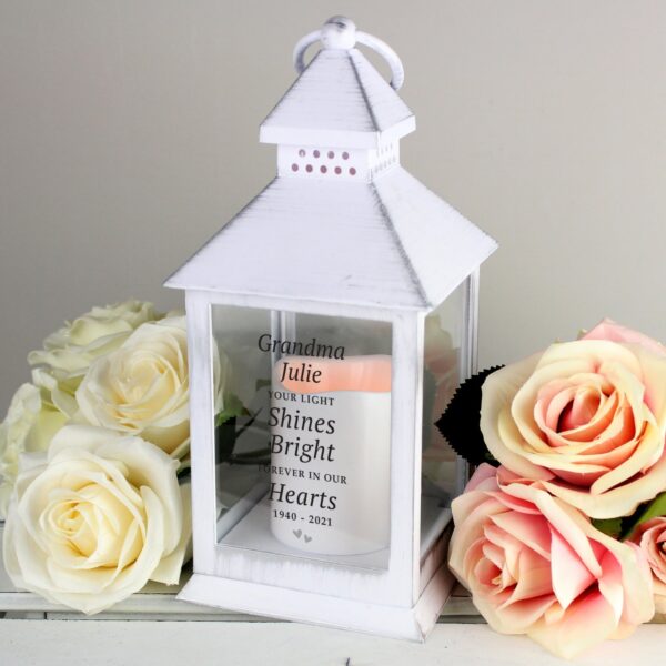 Personalised ’Your Light Shines Bright’ White Lantern: 2 - LED Lighting By Gift Moments