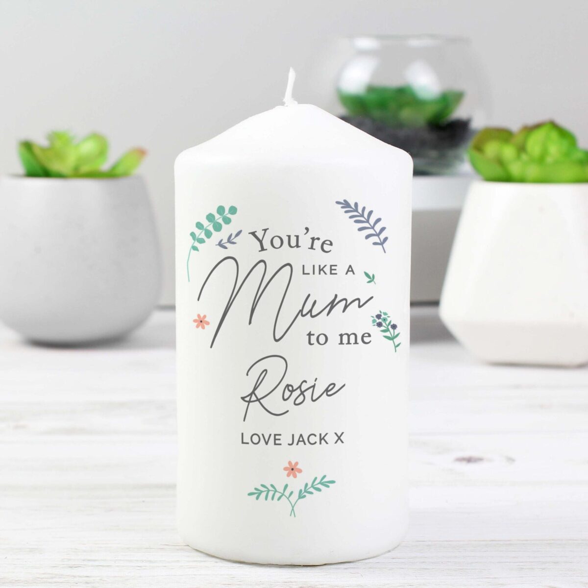 Personalised You’re Like A Mum To Me Pillar Candle: 2 - Candles By Gift Moments
