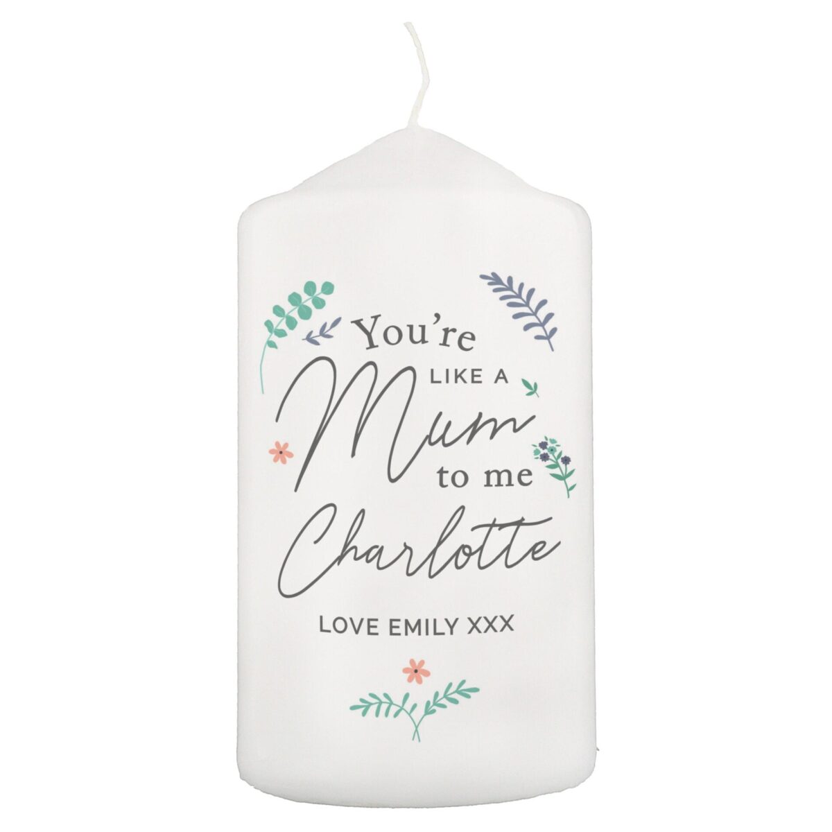 Personalised You’re Like A Mum To Me Pillar Candle: 3 - Candles By Gift Moments