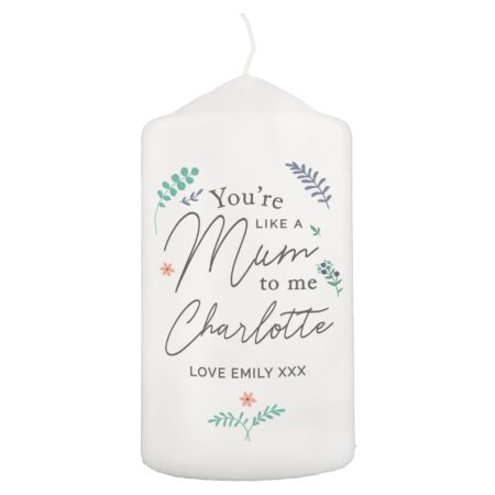 Personalised You’re Like A Mum To Me Pillar Candle: 3 - Candles By Gift Moments