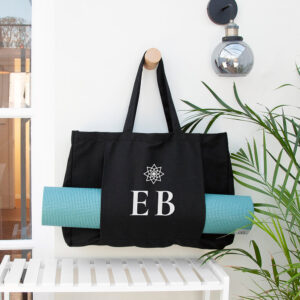 Personalized Organic Yoga Tote Bags: 12 - Black - Bags By Gift Moments