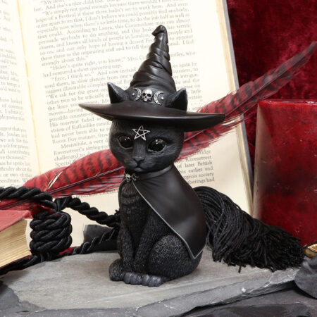 Purrah witches hat occult cat figurine