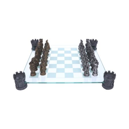Raised Fantasy Kingdom Of The Dragon Chess Set With Corner Towers 43cm: 3 - Chess Sets By Gift Moments