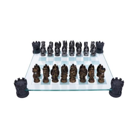 Raised Fantasy Kingdom Of The Dragon Chess Set With Corner Towers 43cm: 2 - Chess Sets By Gift Moments