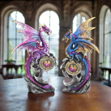 Realm Protectors Figurines Set of Two Fantasy Dragon Crystal Ornaments: 1 - Figures & Collectables By Gift Moments