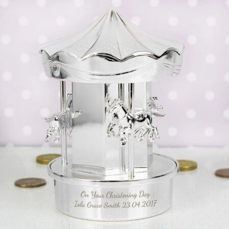 Silver plated carousel money box