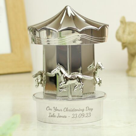 Silver plated carousel money box