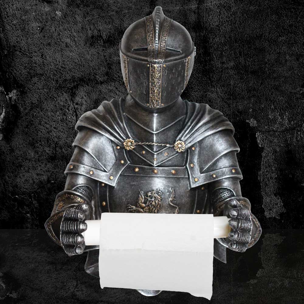 Sir wipealot medieval armoured knight toilet roll holder