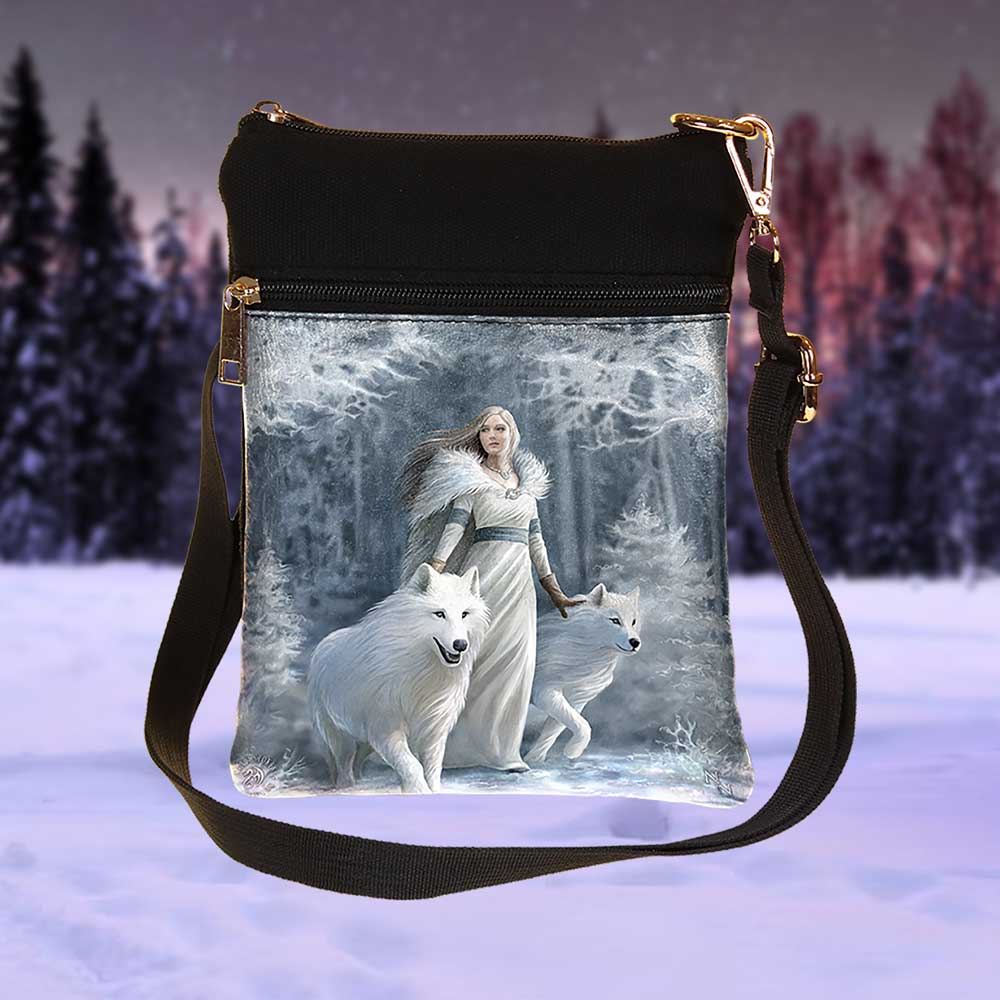 Small Gothic Winter Guardians Fantasy Wolf Shoulder Bag by Anne Stokes: 1 - Bags By Anne Stokes