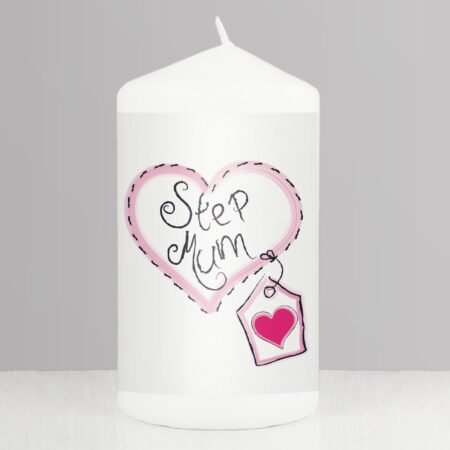 Step Mum Heart Stitch Pillar Candle: 1 - Candles By Gift Moments
