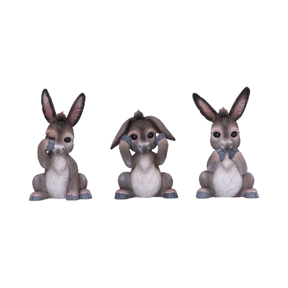 Three wise donkeys figurines 11cm
