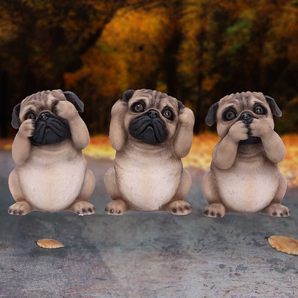 Three Wise Pugs Dog Ornaments: 1 - Figures & Collectables By NN Designs