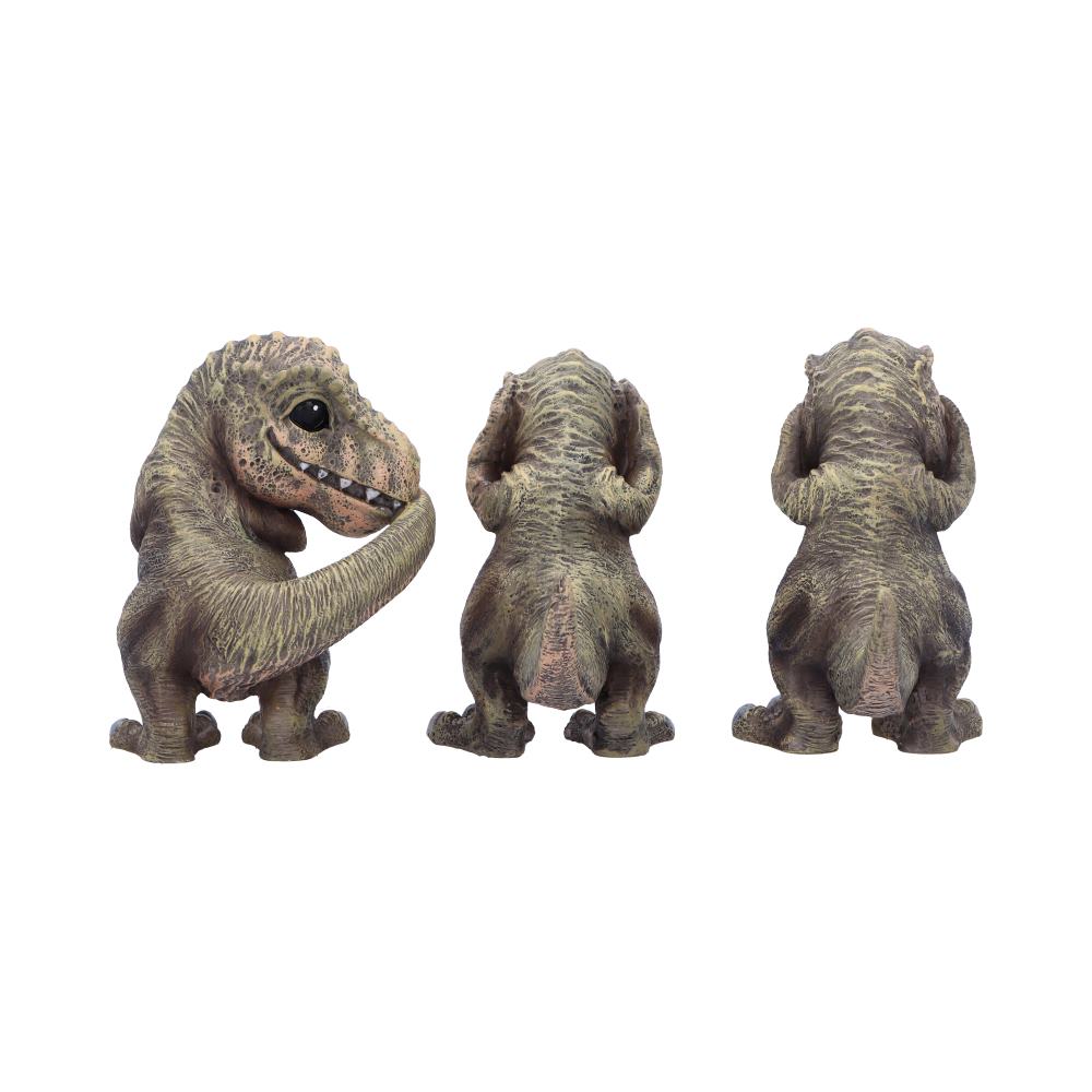 Three wise see hear speak tyrannosaurus rex dinosaur figurines