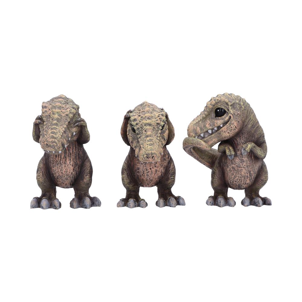 Three wise see hear speak tyrannosaurus rex dinosaur figurines
