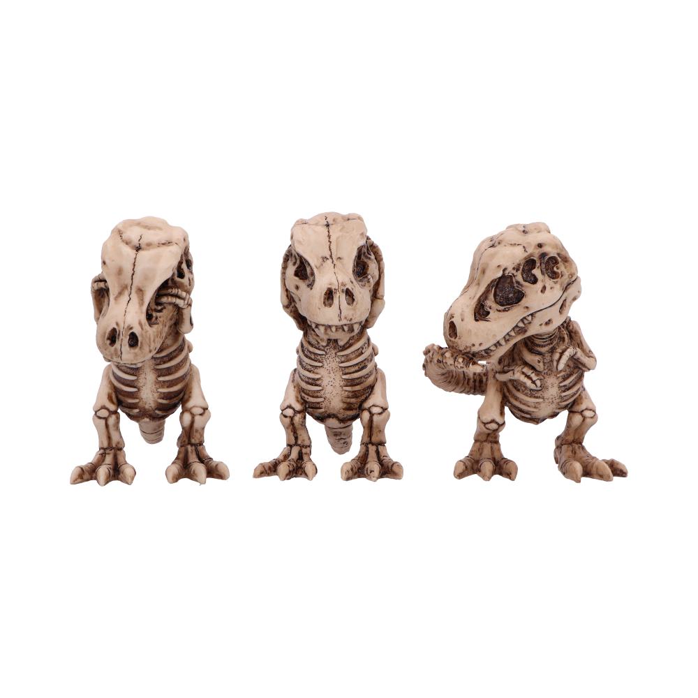 Three wise tyrannosaurus rex skeleton figurines