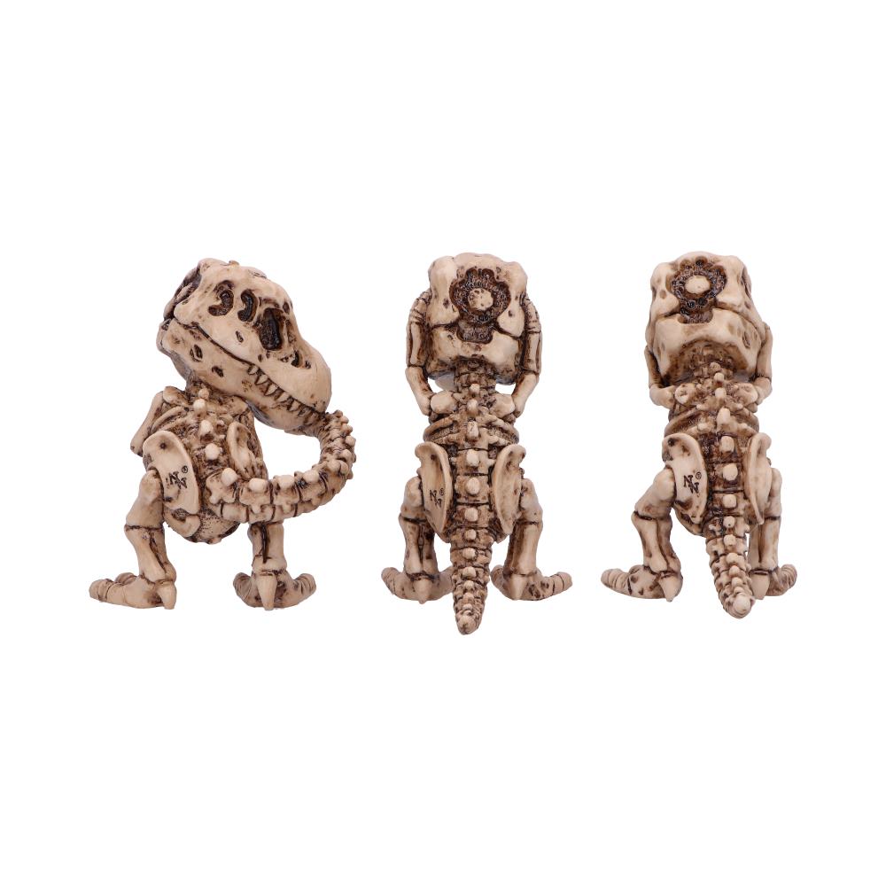 Three wise tyrannosaurus rex skeleton figurines