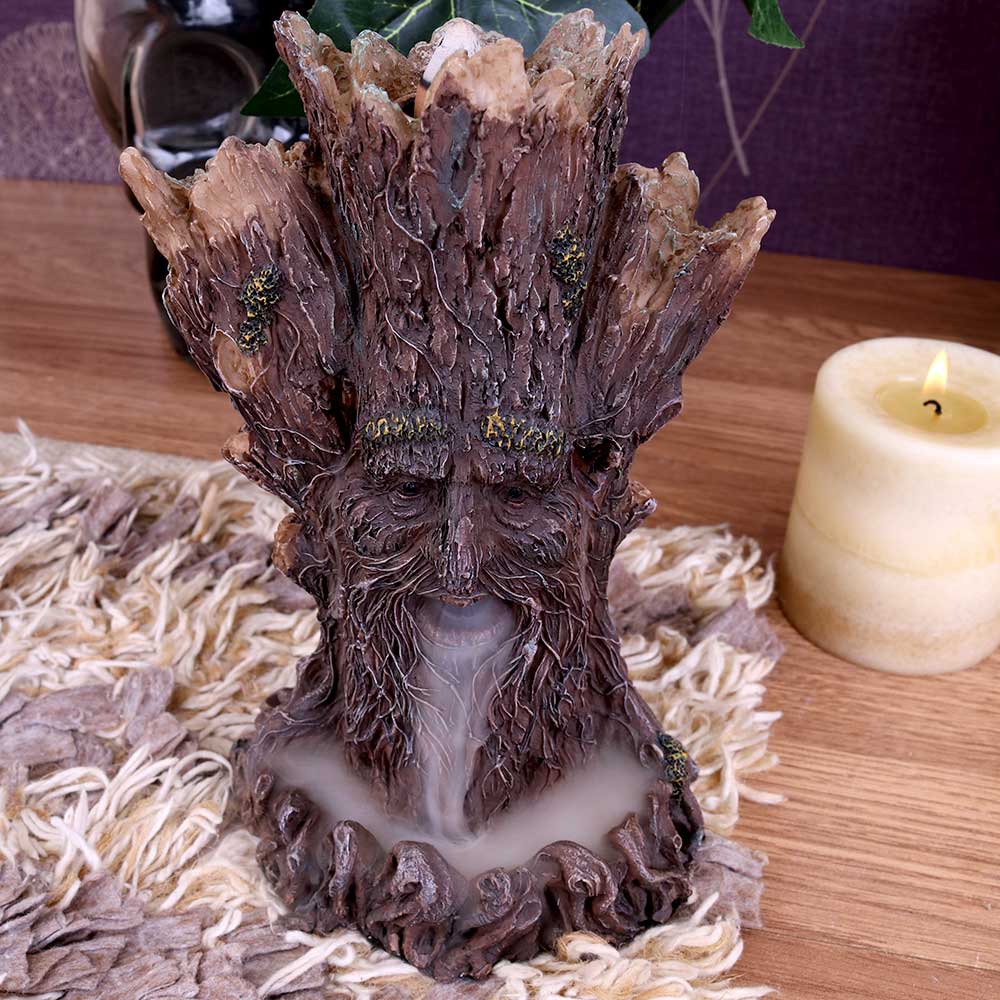 Tree spirit green man backflow incense burner tower 19cm