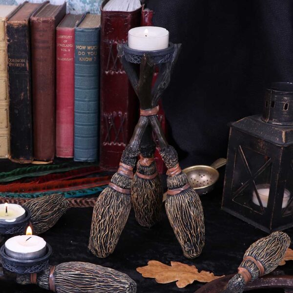 Triple Broomstick Witchcraft Tealight Holder: 1 - Candles & Holders By NN Designs