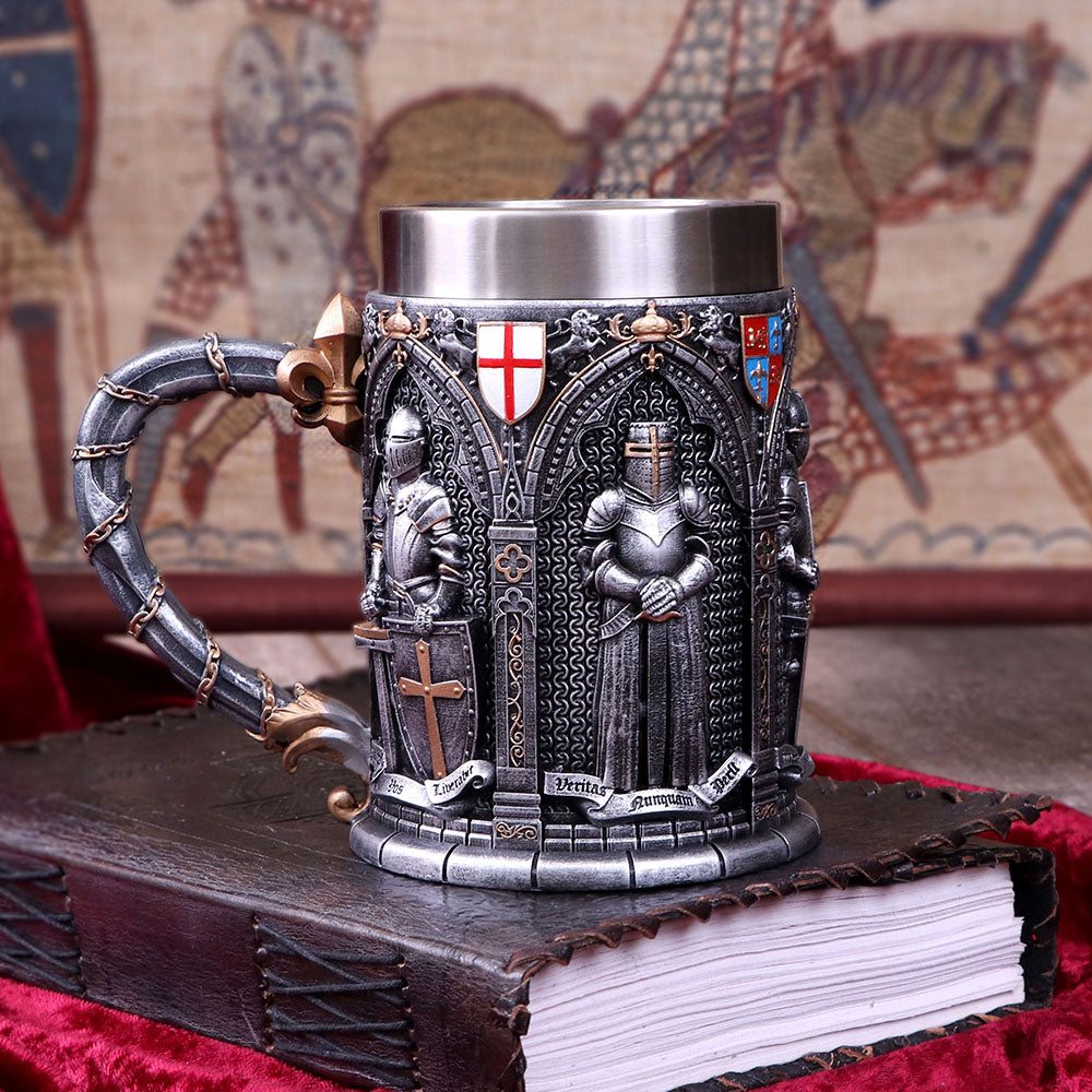 The Vow English Armoured Knight Latin Oath Tankard: 1 - Tankards By NN Designs