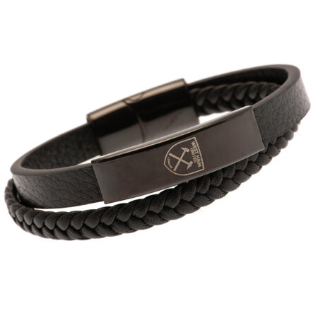 West Ham United FC Black IP Leather Bracelet: 1 - Jewellery By West Ham United
