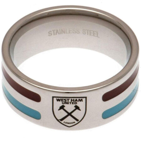 West Ham United FC Colour Stripe Ring Medium: 1 - Jewellery By West Ham United