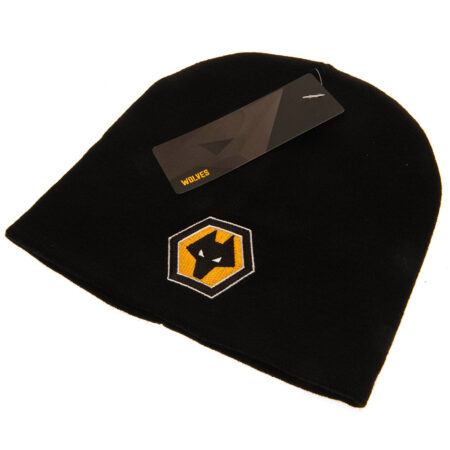Wolverhampton Wanderers FC Black Beanie: 3 - Caps & Hats By Wolverhampton Wanderers
