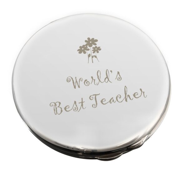 Worlds Best Teacher Round Compact Mirror: 2 - Compact Mirrors By Gift Moments