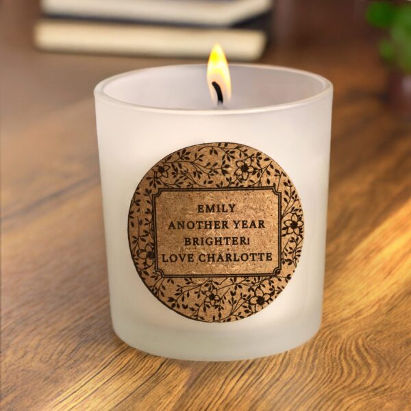 Personalised Floral Cork Label Candle Jar