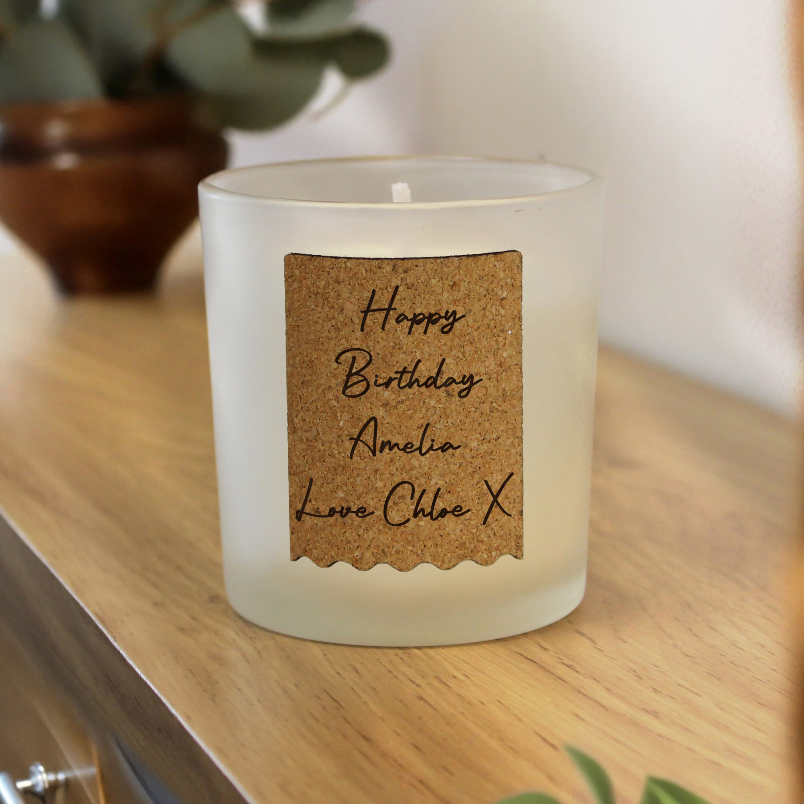 Personalised Cork Label Candle Jar