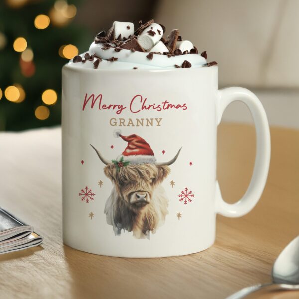 Personalised Highland Cow Christmas Mug