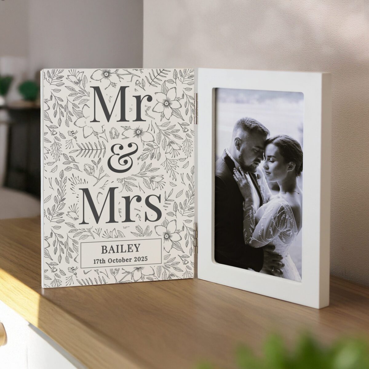 Personalised Wedding Wooden Hinged 6x4 Photo Frame