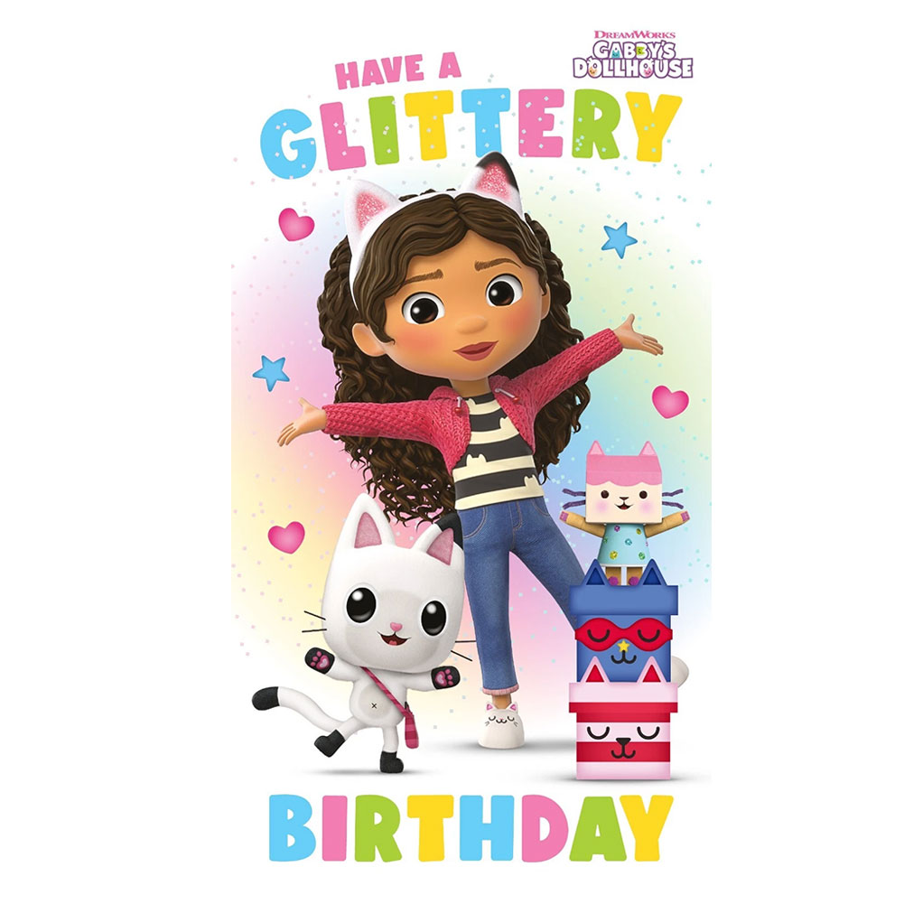 TM 07280 Gabbys Dollhouse Glittery Birthday Card