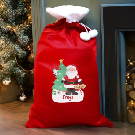 Personalised Santa Luxury Pom Pom Red Sack: 2 - Christmas Sacks By Gift Moments