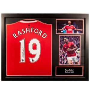 manchester united fc rashford signed shirt (framed)