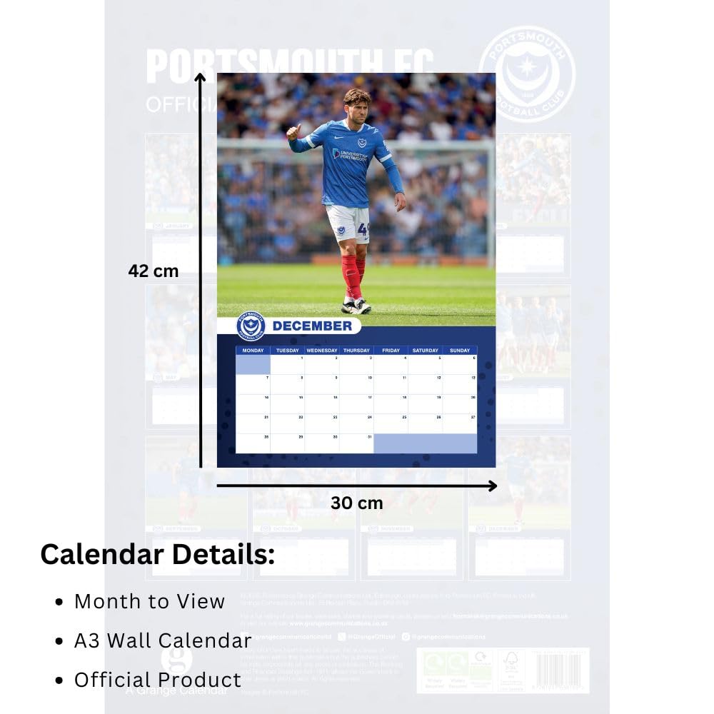 portsmouth fc a3 calendar 2026