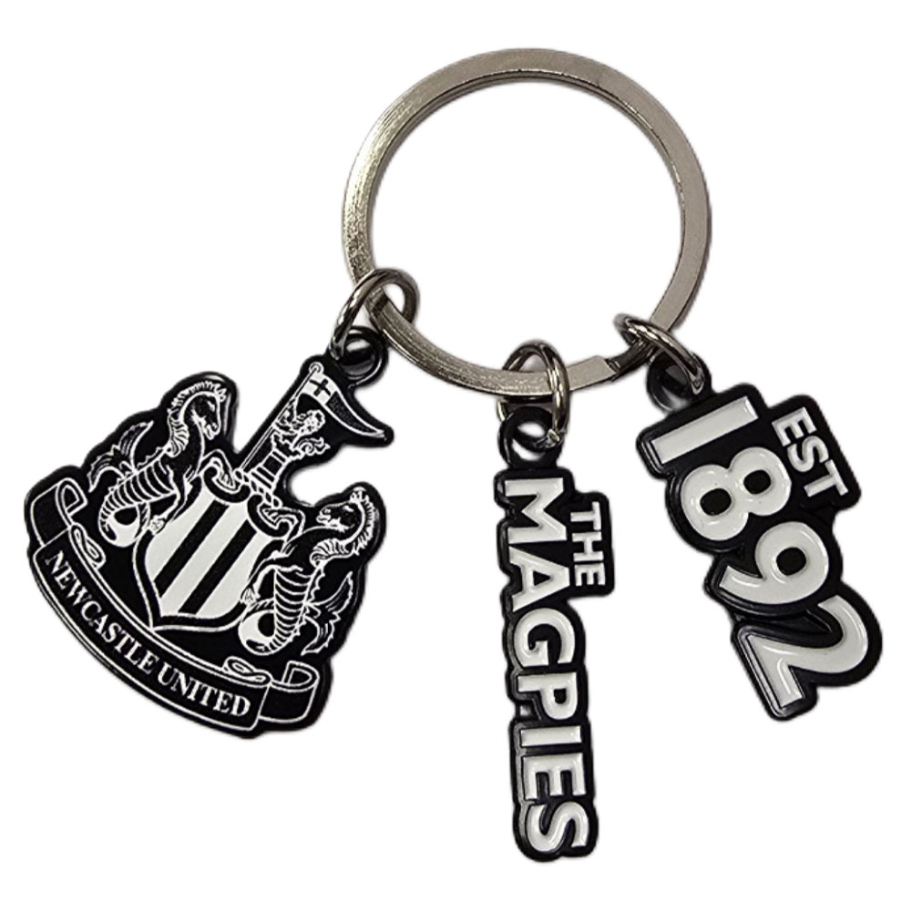 newcastle united fc 3 charm keyring