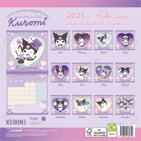 kuromi square calendar 2026